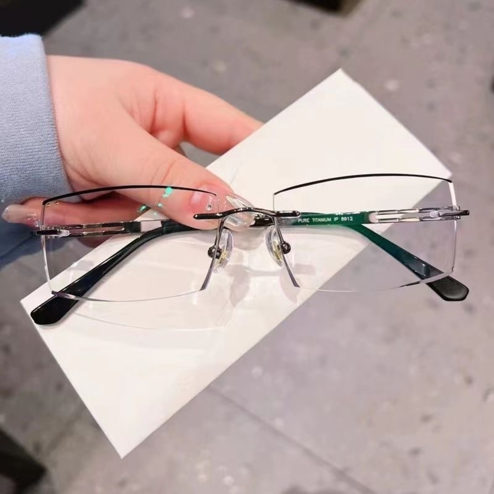 Elegant Black and Silver Rimless Glasses
